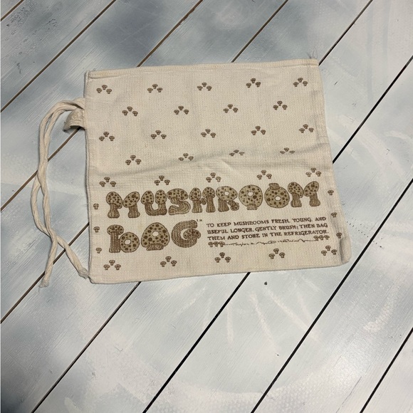 Vintage Taylor & Ng Mushroom Storage Bag / Cottagecore Kitchen Cotton - Picture 4 of 5